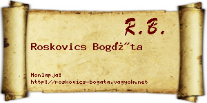 Roskovics Bogáta névjegykártya